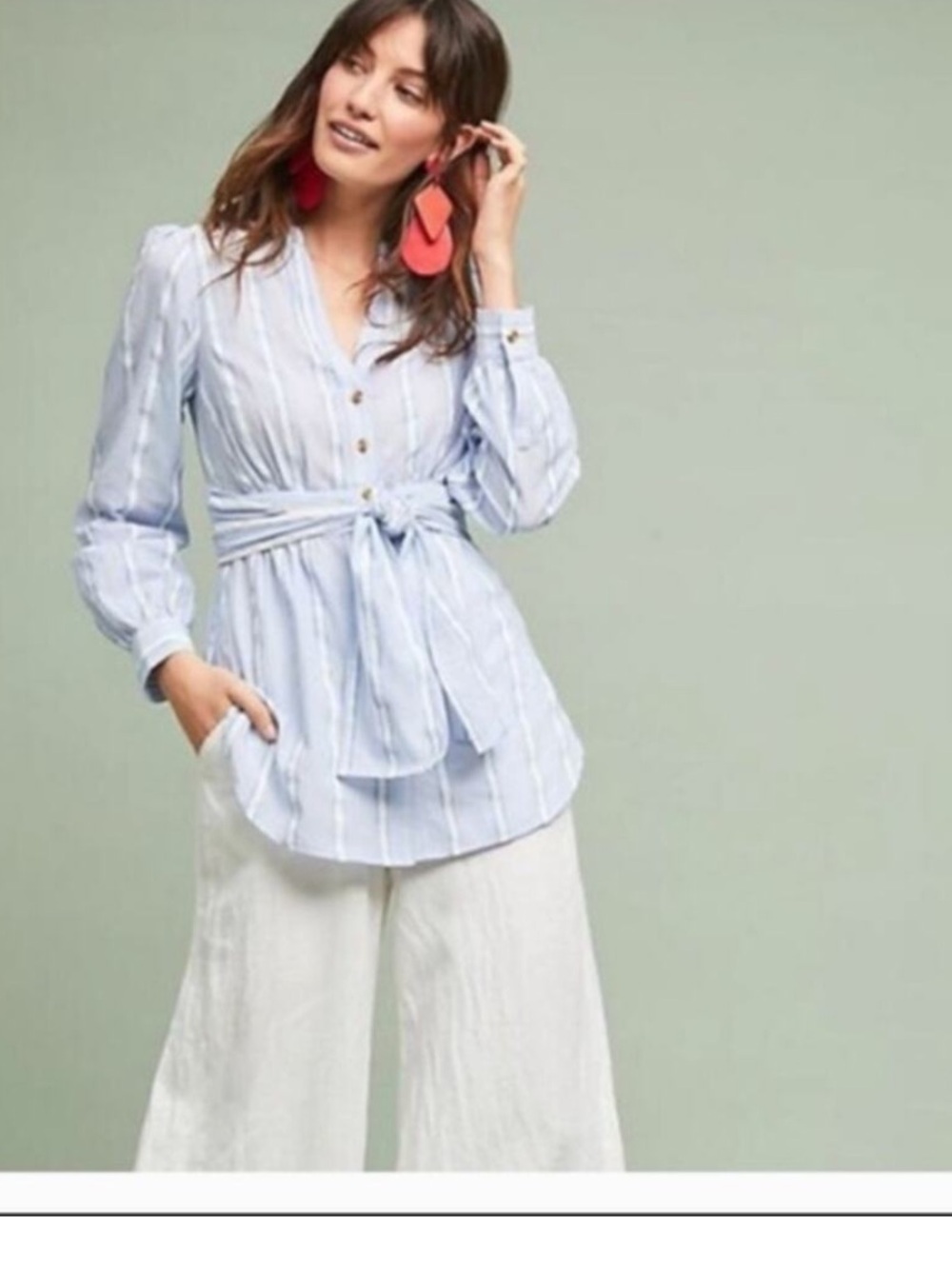 Anthropologie | The Heart of Building Tunic Tie Waist Top size 6